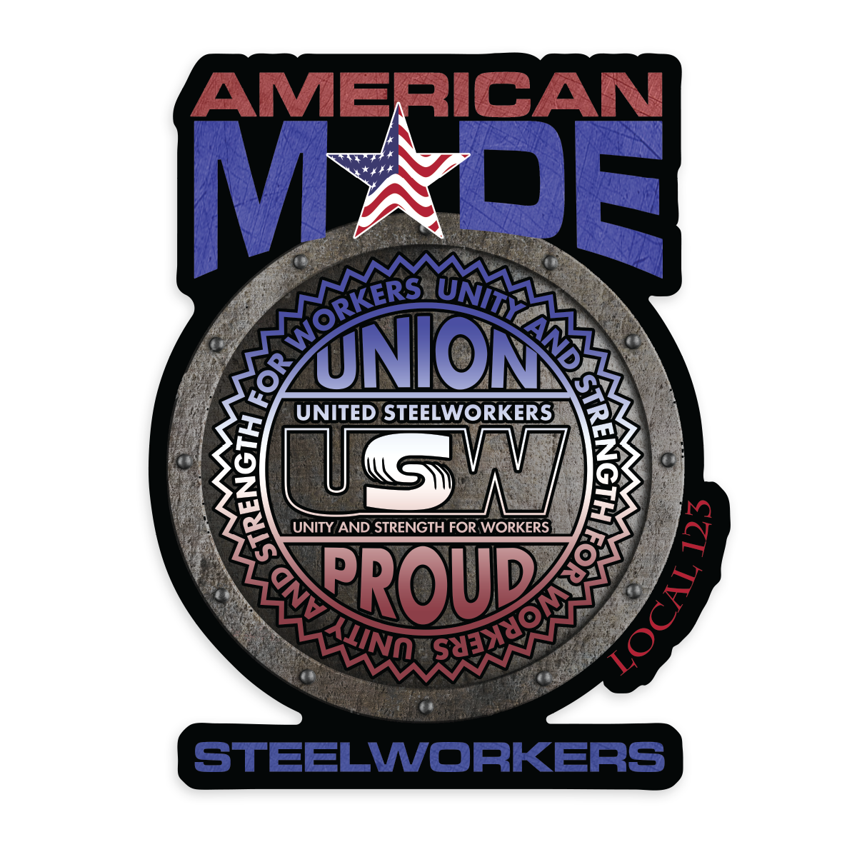 USW Round America Decal