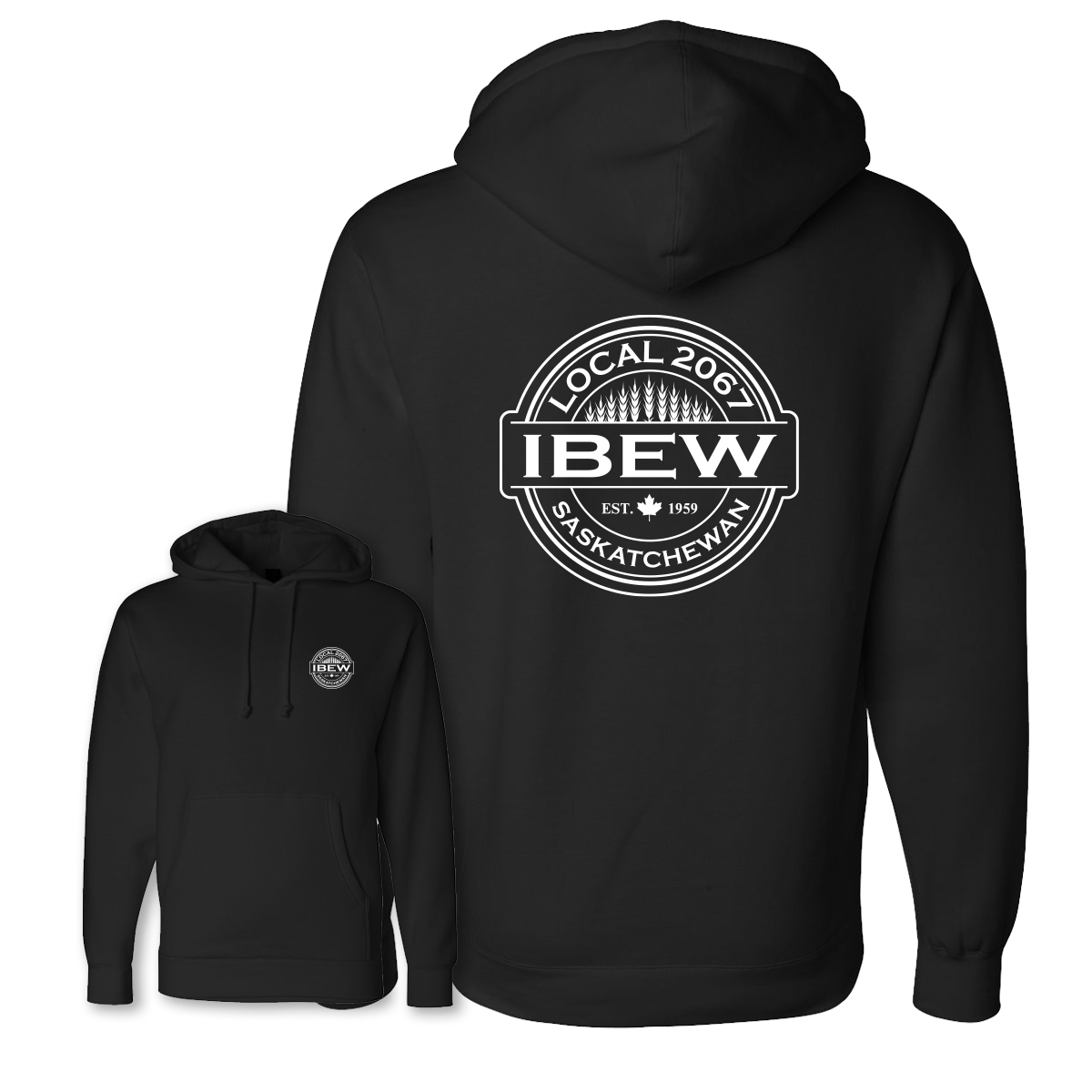 Heavyweight IBEW Local 2067 Hoodie Black - Full Wheat
