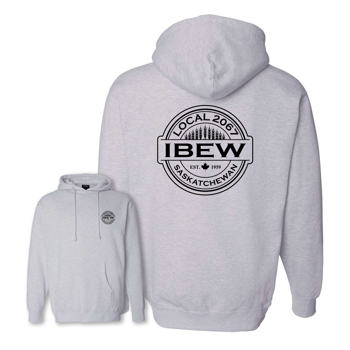 Heavyweight IBEW Local 2067 Hoodie Grey - Full Wheat