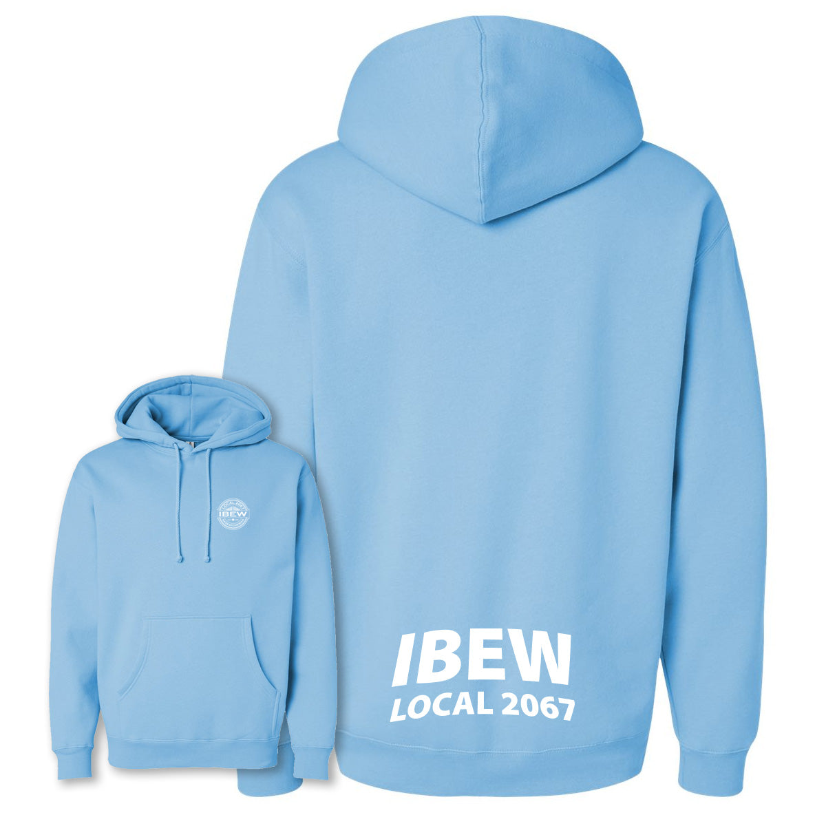 Heavyweight IBEW Local 2067 Hoodie Aqua Blue Wheat Logo