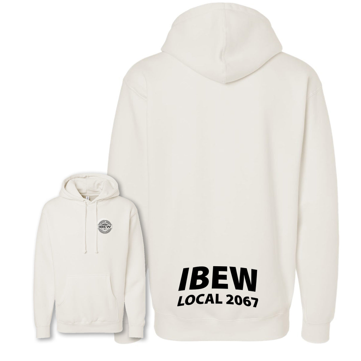 Heavyweight IBEW Local 2067 Hoodie Bone Wheat Logo