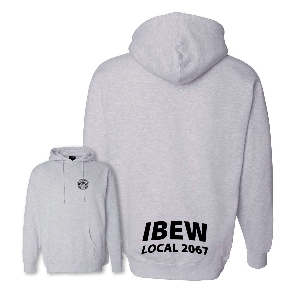 Heavyweight IBEW Local 2067 Hoodie Grey Wheat Logo