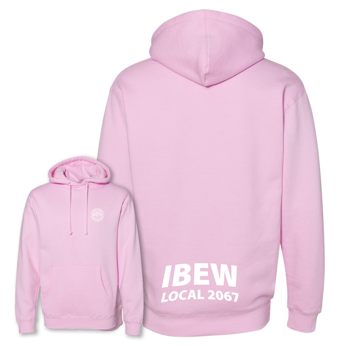 Heavyweight IBEW Local 2067 Hoodie Pink Wheat Logo