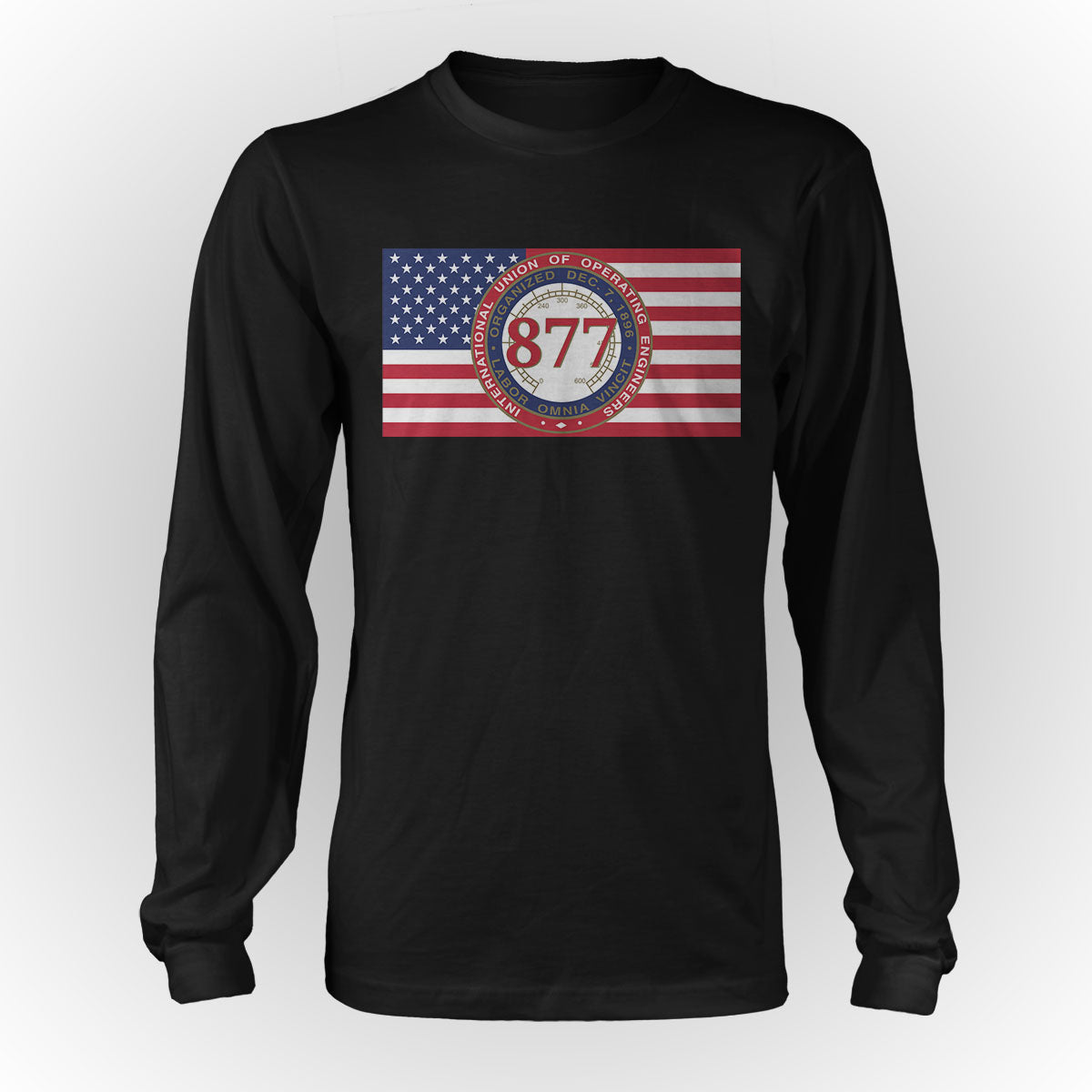 American Flag IUOE 877 Apparel - Black