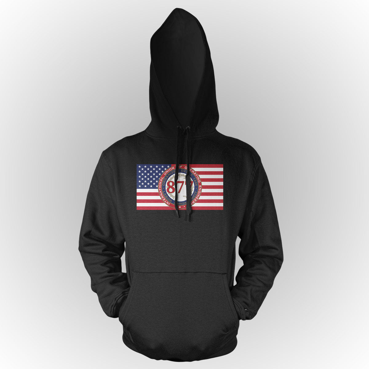 American Flag IUOE 877 Apparel - Black