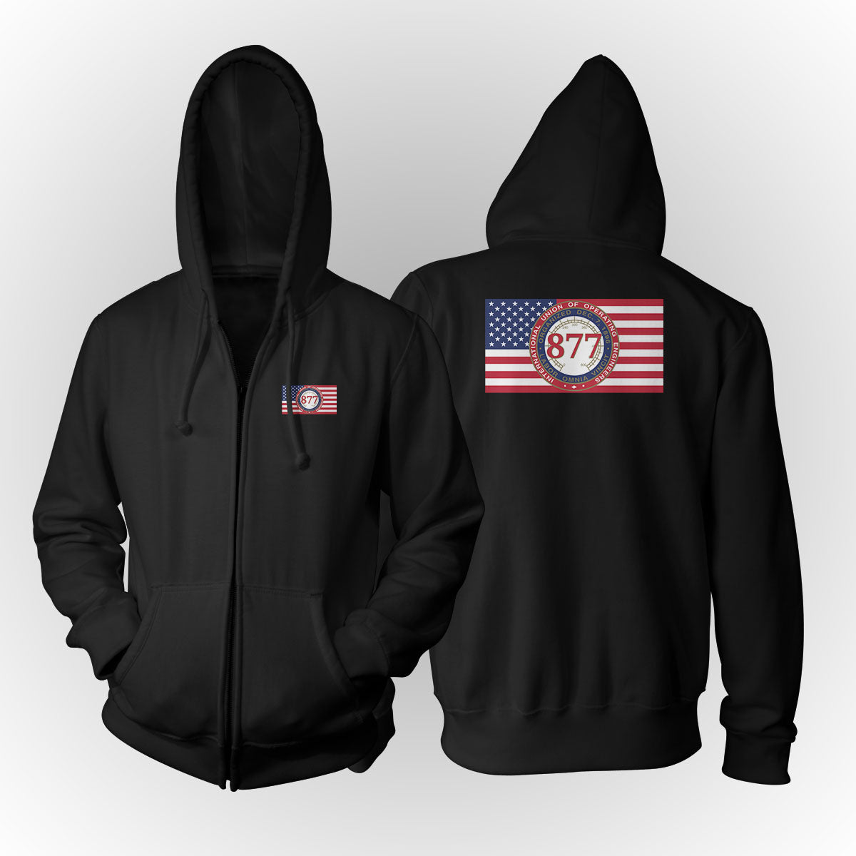 American Flag IUOE 877 Apparel - Black