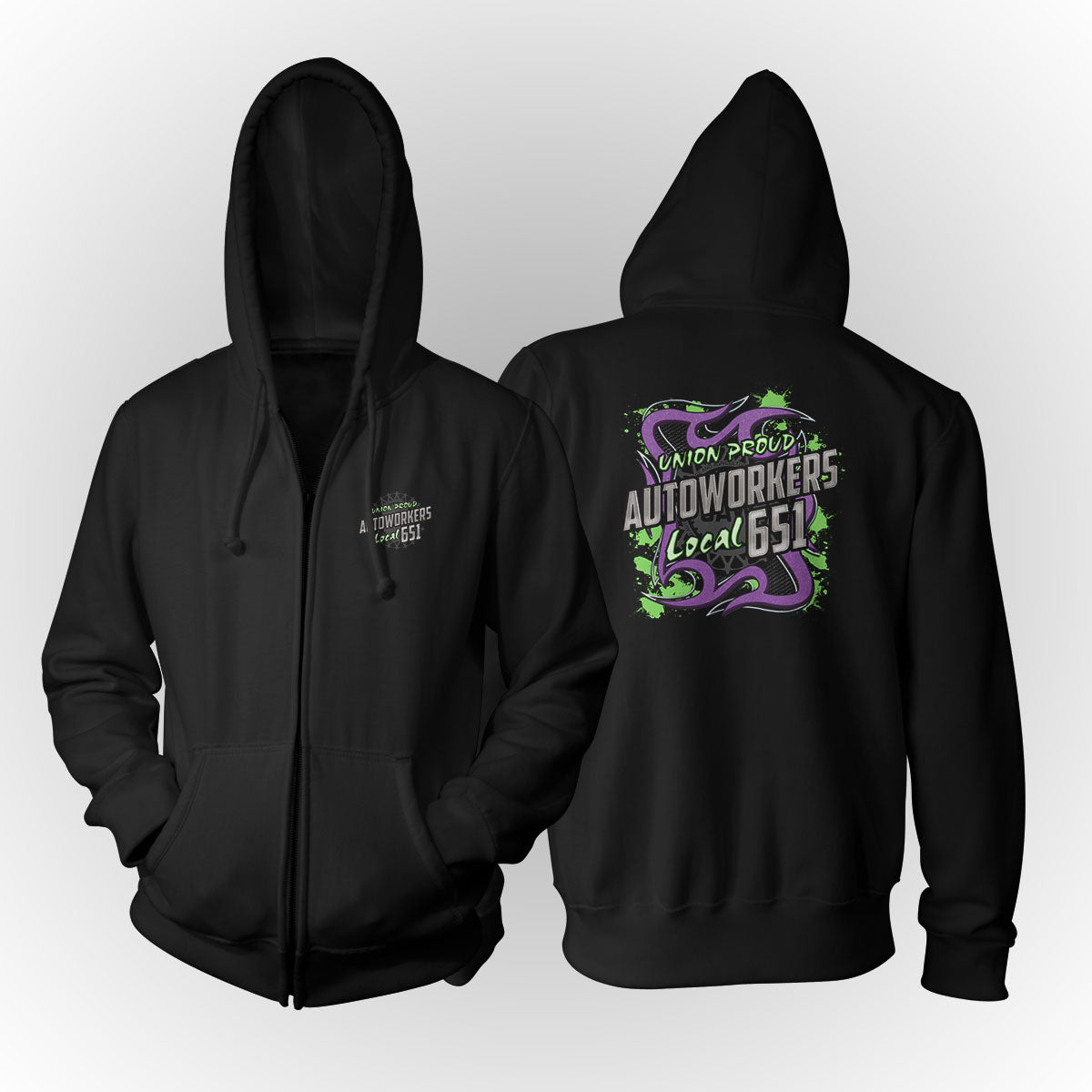 UAW - Purple and Green Metal Design