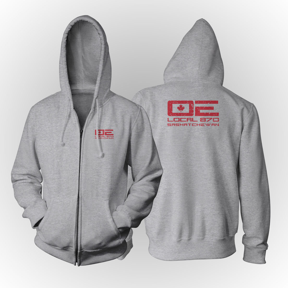 IUOE 870 - Red Logo (Heather Gray)