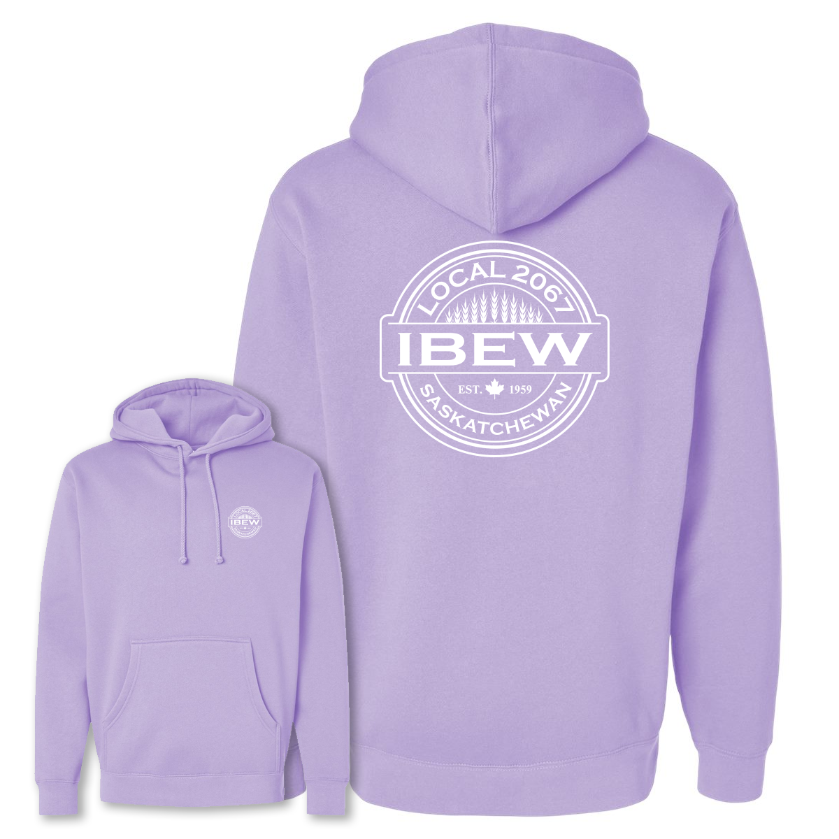 Heavyweight IBEW Local 2067 Hoodie Lavender - Full Wheat