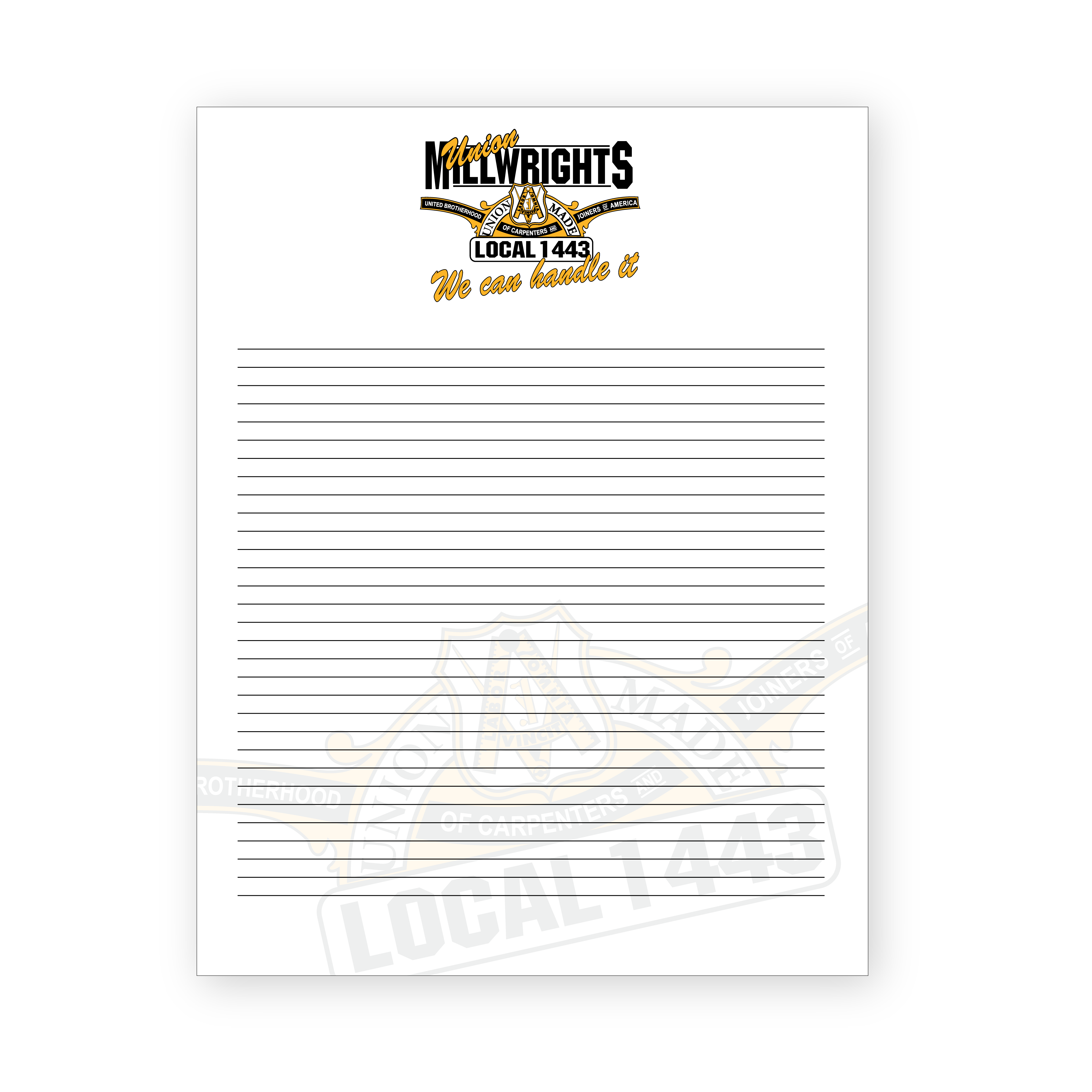 Millwrights 1443 - 8.5" x 11" - Full Colour College Ruled Notepad (Packs of 10)