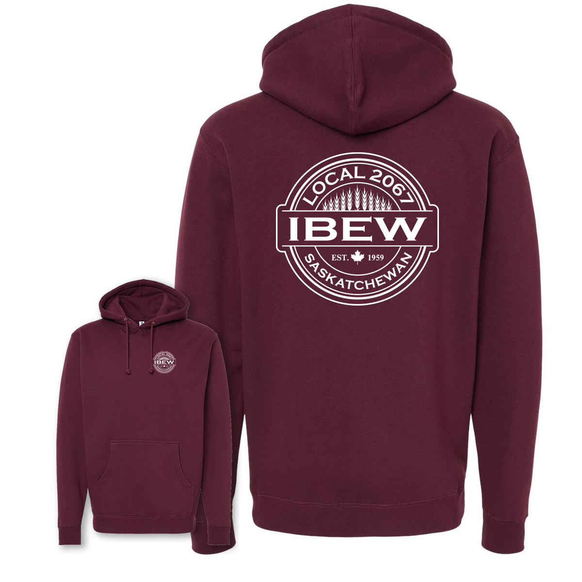 Wheat Logos - Personalized - Heavyweight Hoodie - IBEW 2067