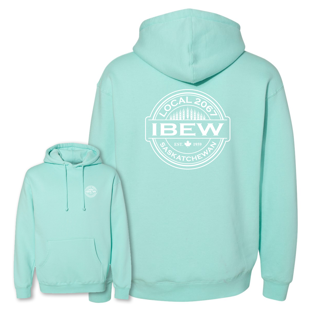 Heavyweight IBEW Local 2067 Hoodie Mint - Full Wheat