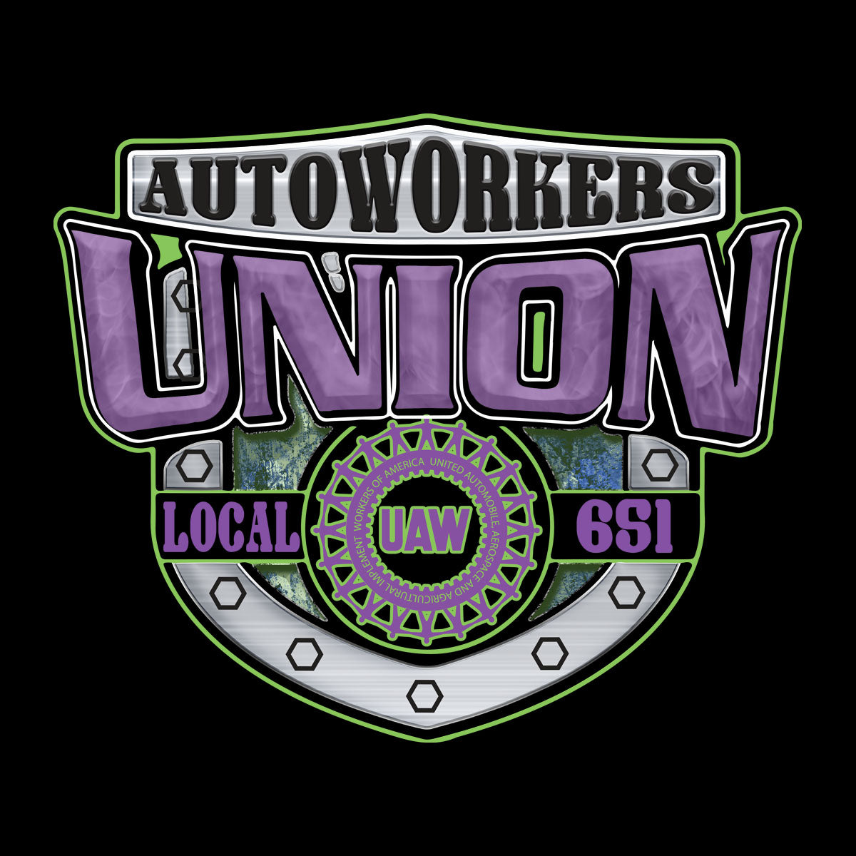 UAW - Purple and Green Shield