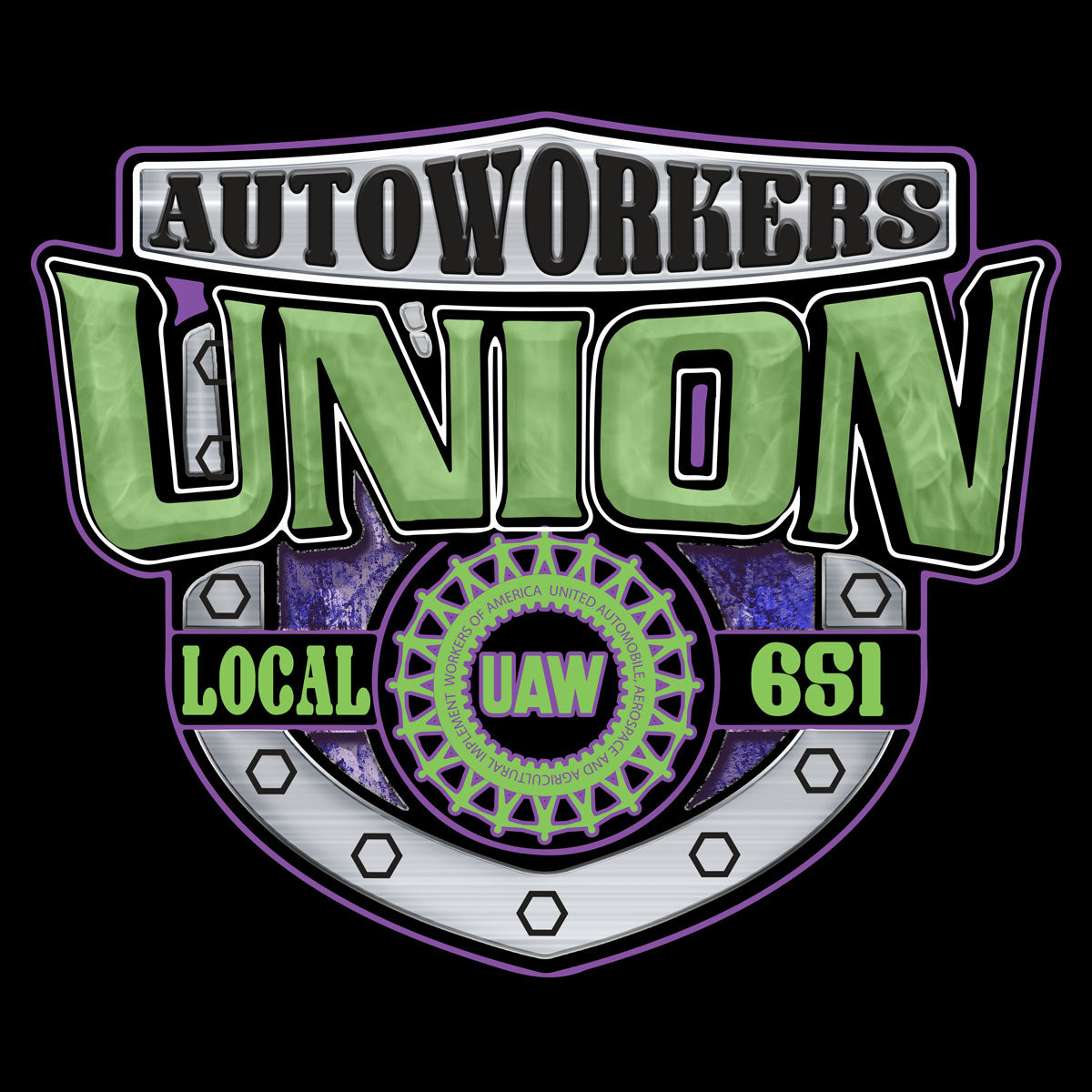 UAW - Green and Purple Shield