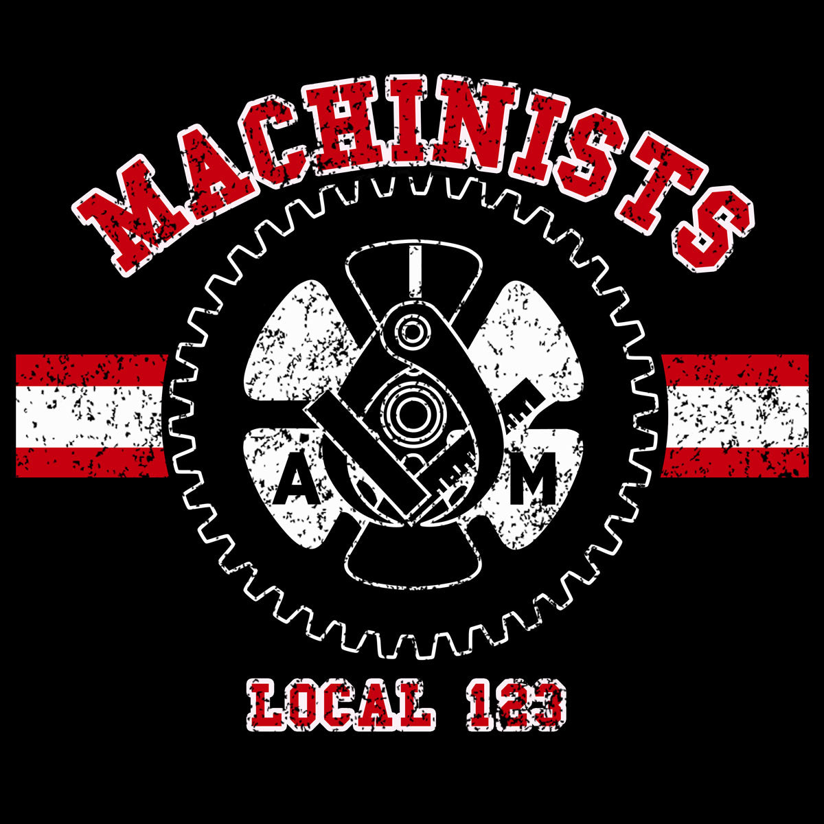 Machinists Collegiate Red & White Apparel