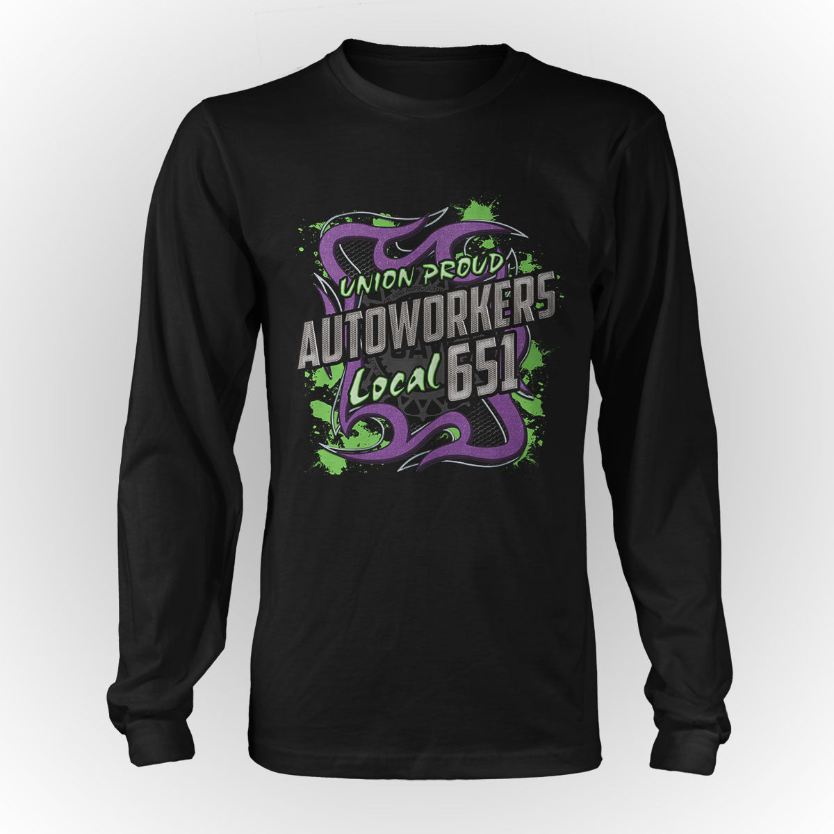 UAW - Purple and Green Metal Design