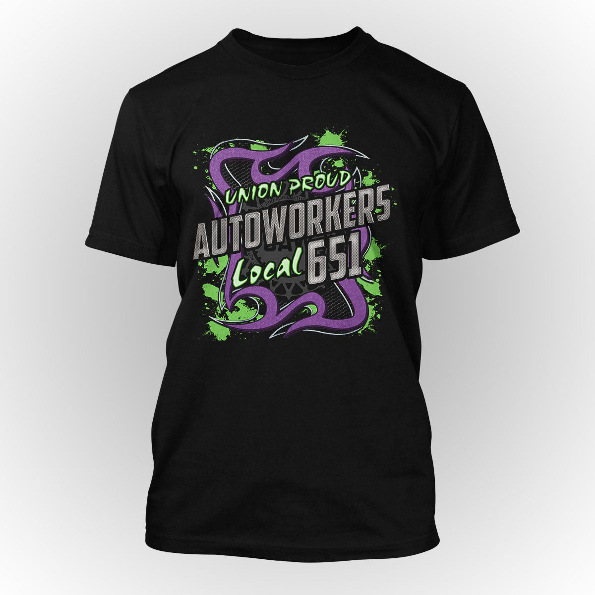 UAW - Purple and Green Metal Design
