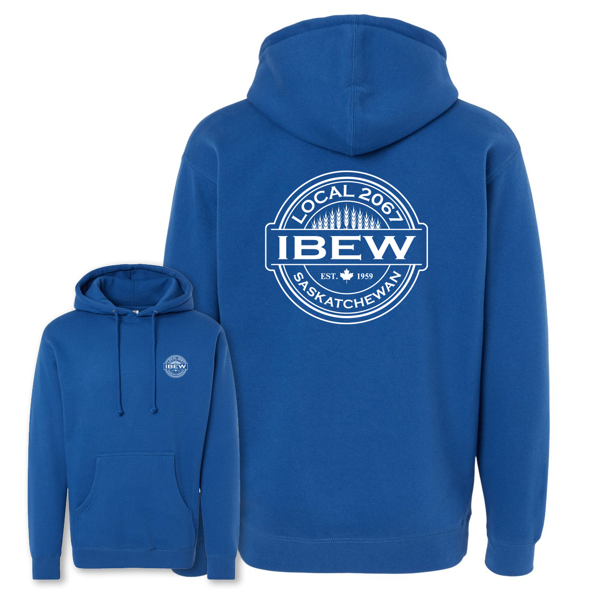 Heavyweight IBEW Local 2067 Hoodie Royal Blue - Full Wheat