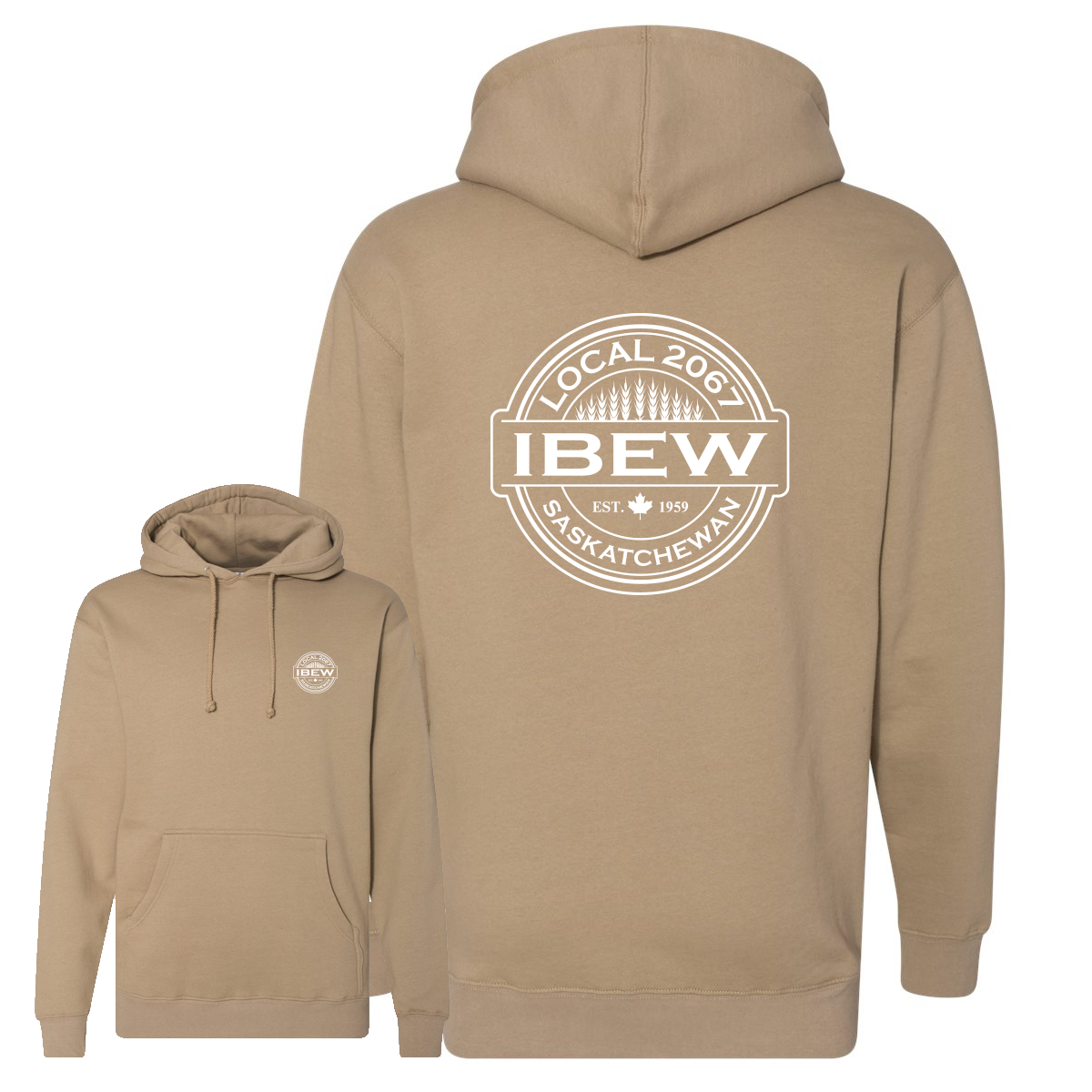 Heavyweight IBEW Local 2067 Hoodie Sandstone - Full Wheat