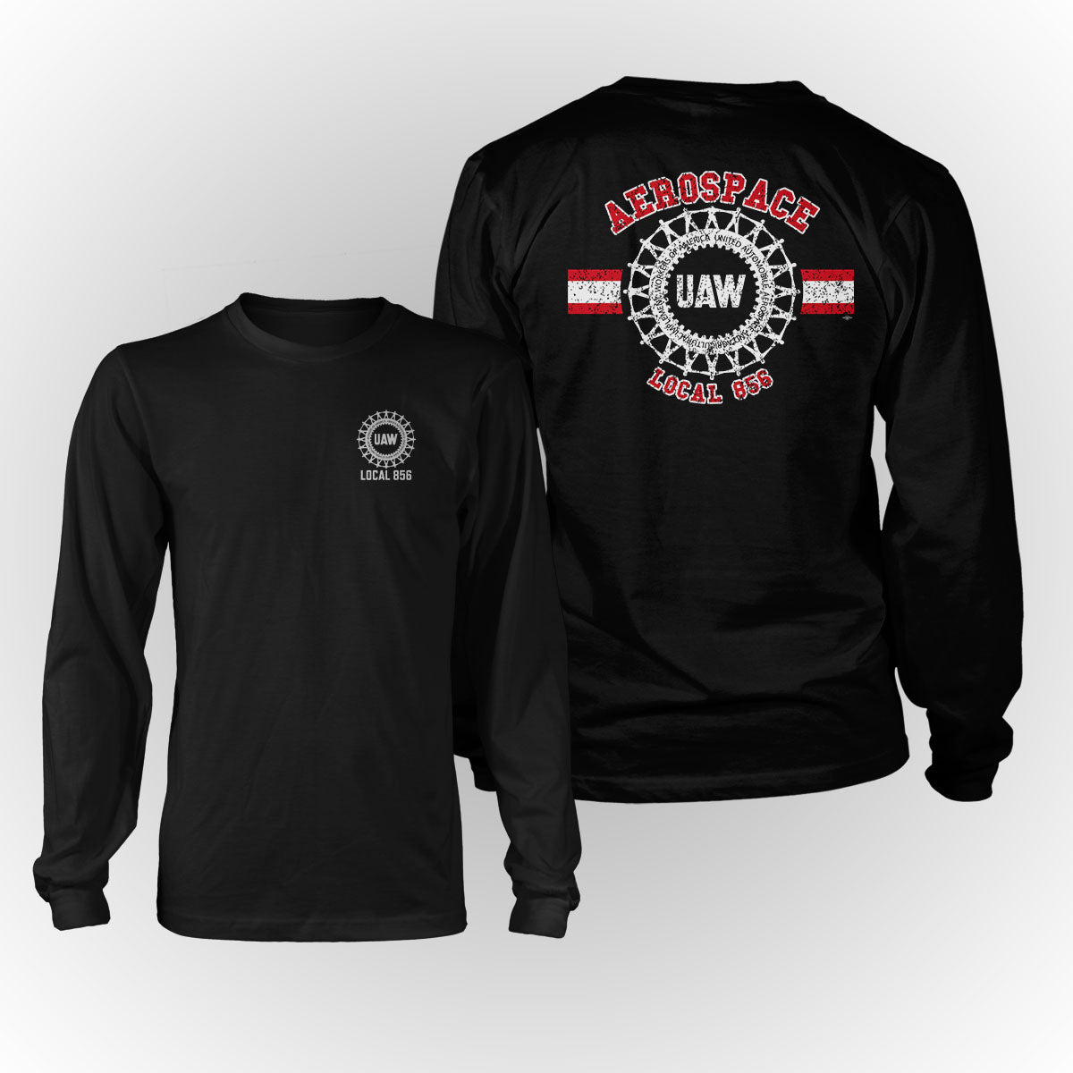 Red and White UAW 856 Apparel - Black