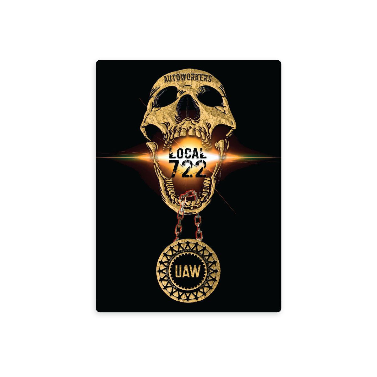 Autoworkers Skull Medallion Union Decal