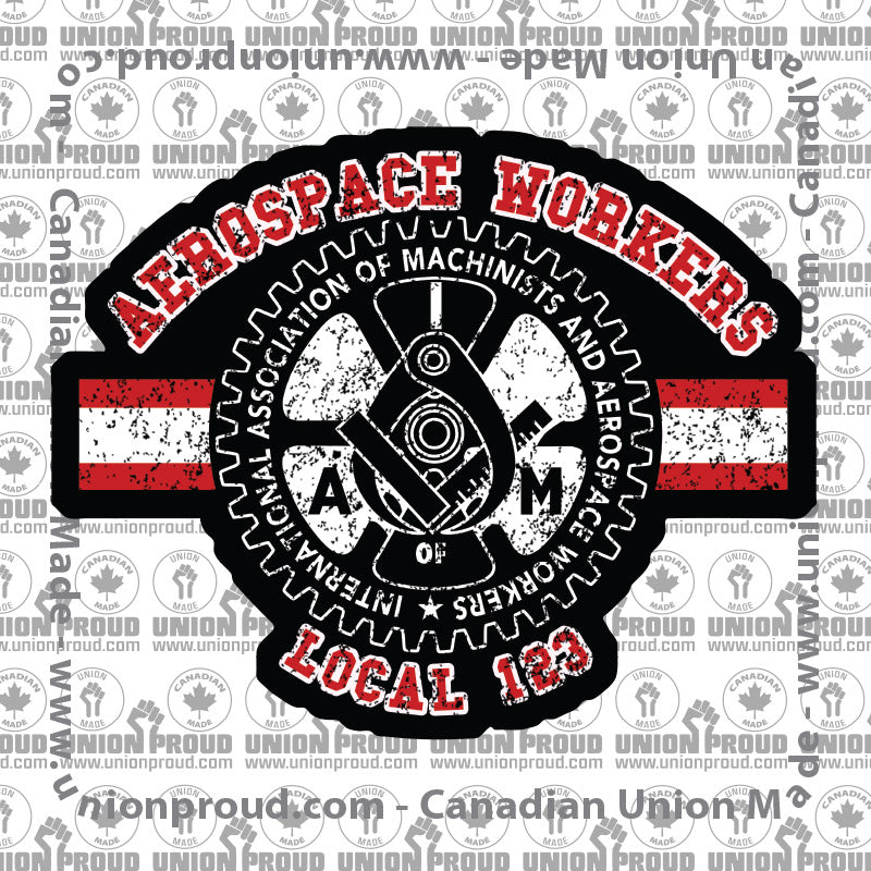 Aerospace Worker Collegiate Red & White Decal