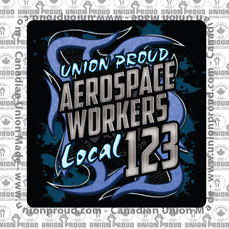 Aerospace Worker Blue Metal Decal