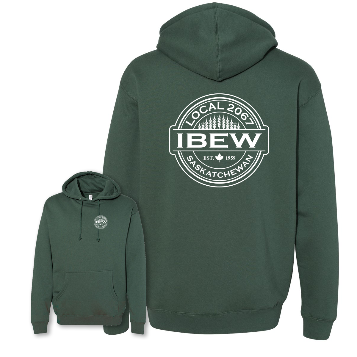 Wheat Logos -  Heavyweight Hoodie - IBEW 2067