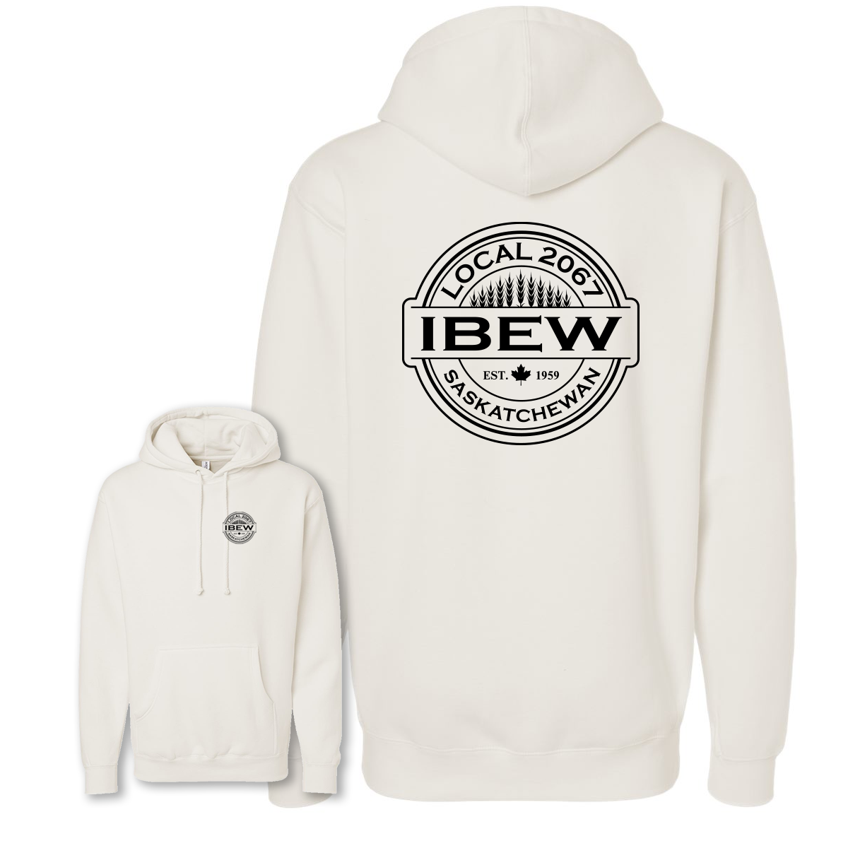 Wheat Logos -  Heavyweight Hoodie - IBEW 2067