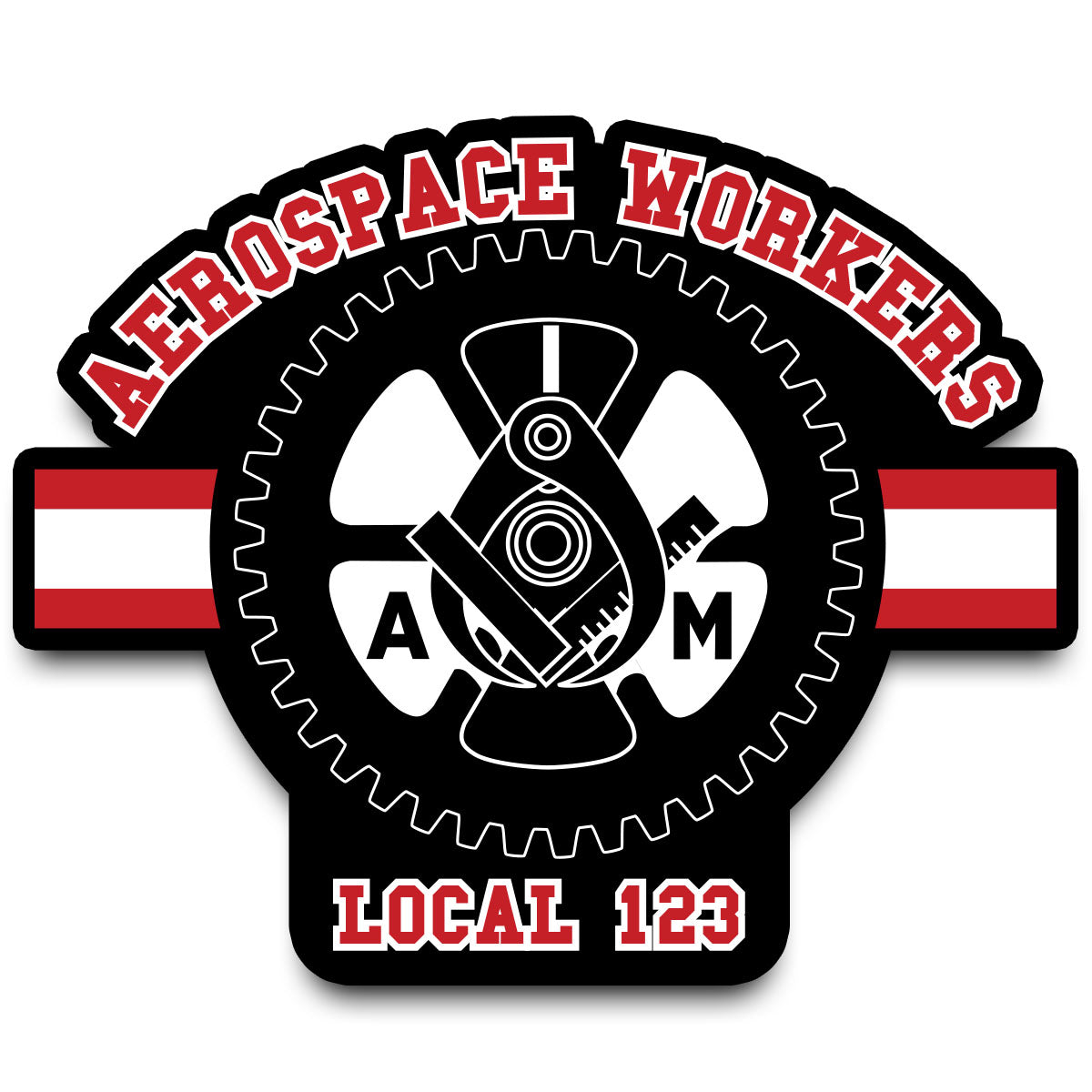 Aerospace Worker Collegiate Red & White Decal