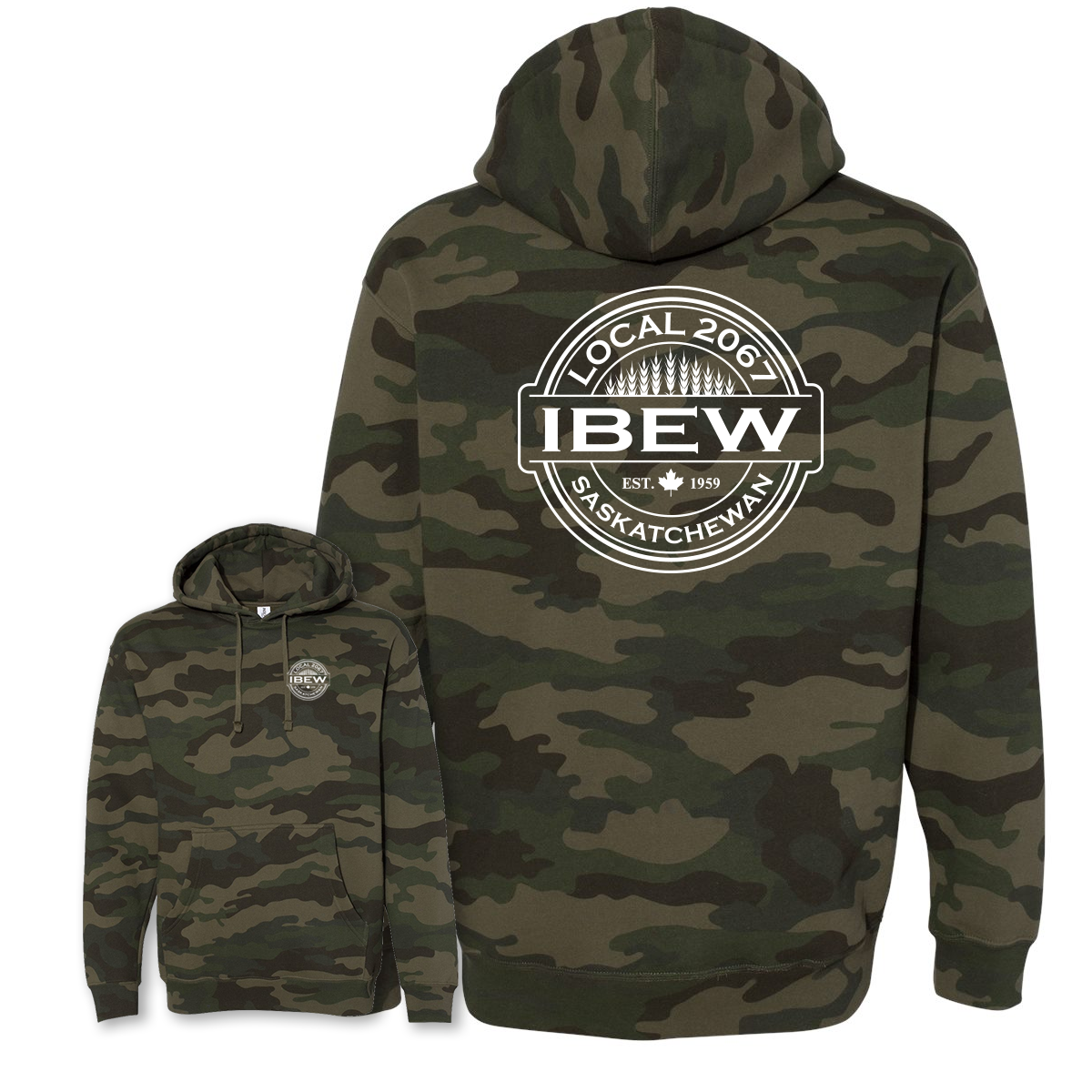 Wheat Logos -  Heavyweight Hoodie - IBEW 2067