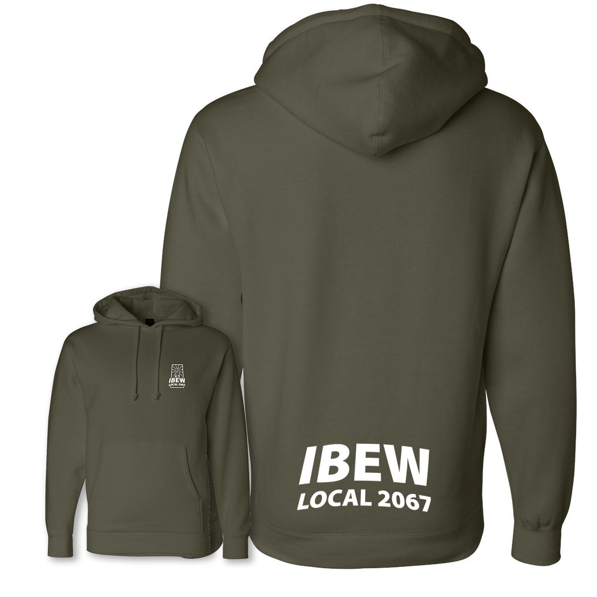 Heavyweight IBEW Local 2067 Hoodie Army Green