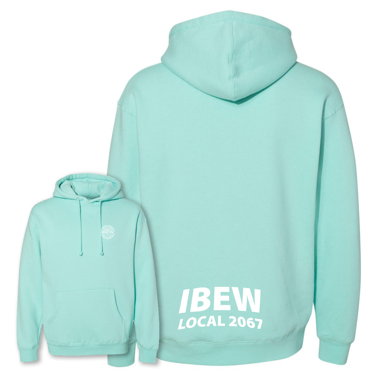 Heavyweight IBEW Local 2067 Hoodie Mint Wheat Logo