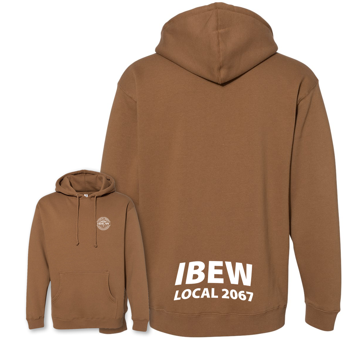 Heavyweight IBEW Local 2067 Hoodie Saddle Wheat Logo