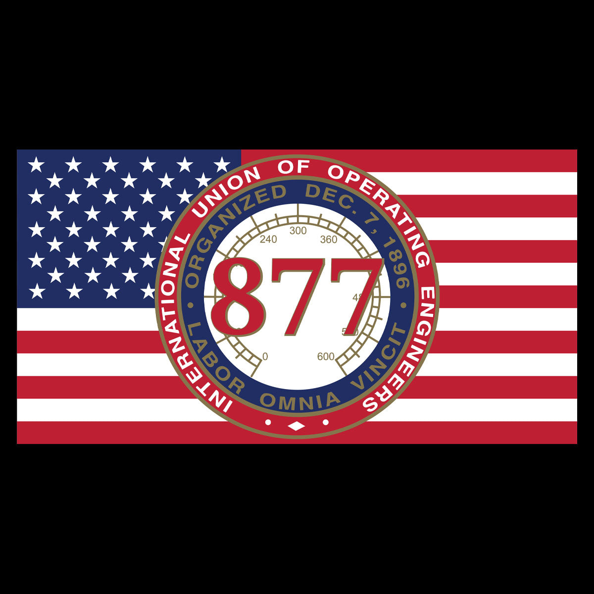 American Flag IUOE 877 Apparel - Black