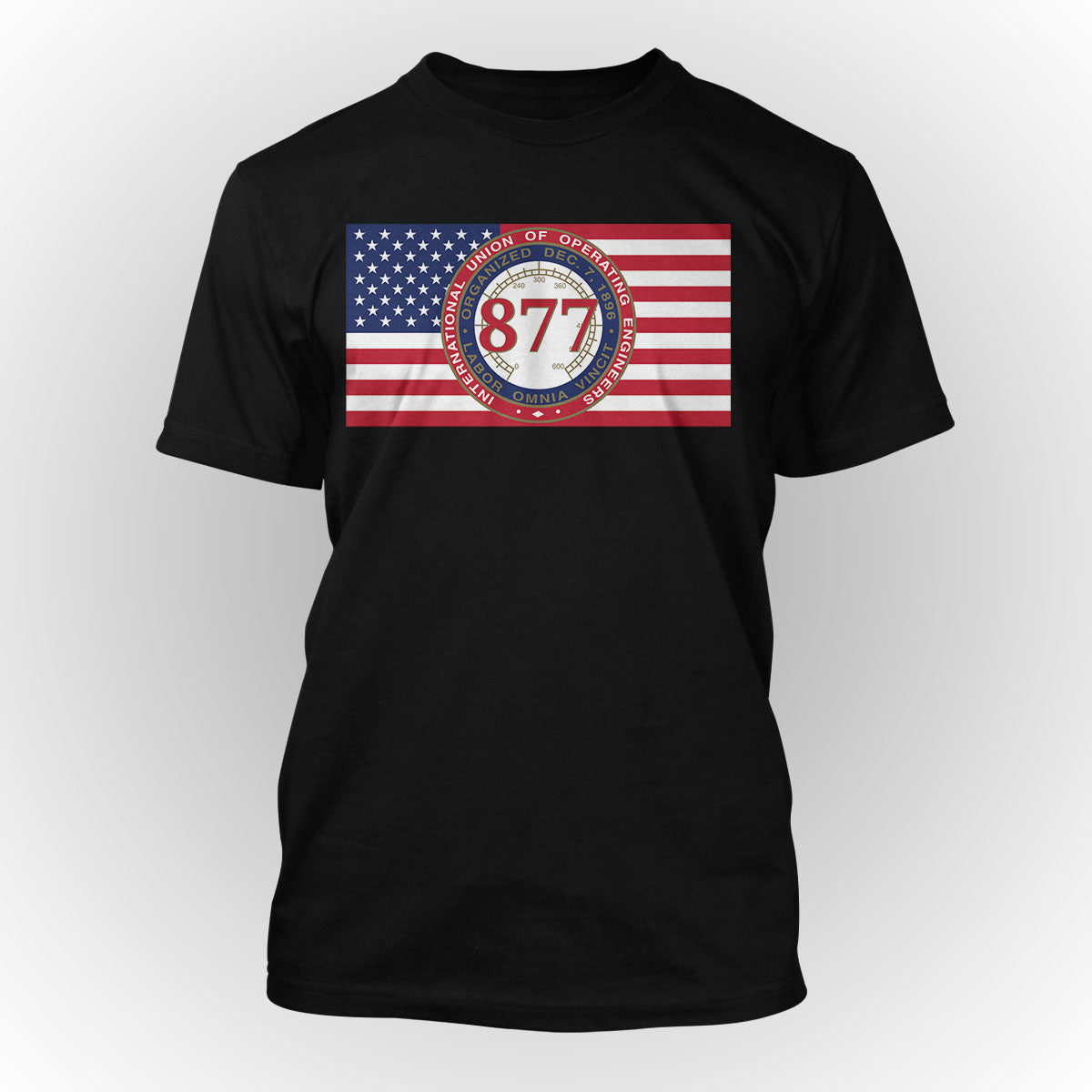 American Flag IUOE 877 Apparel - Black