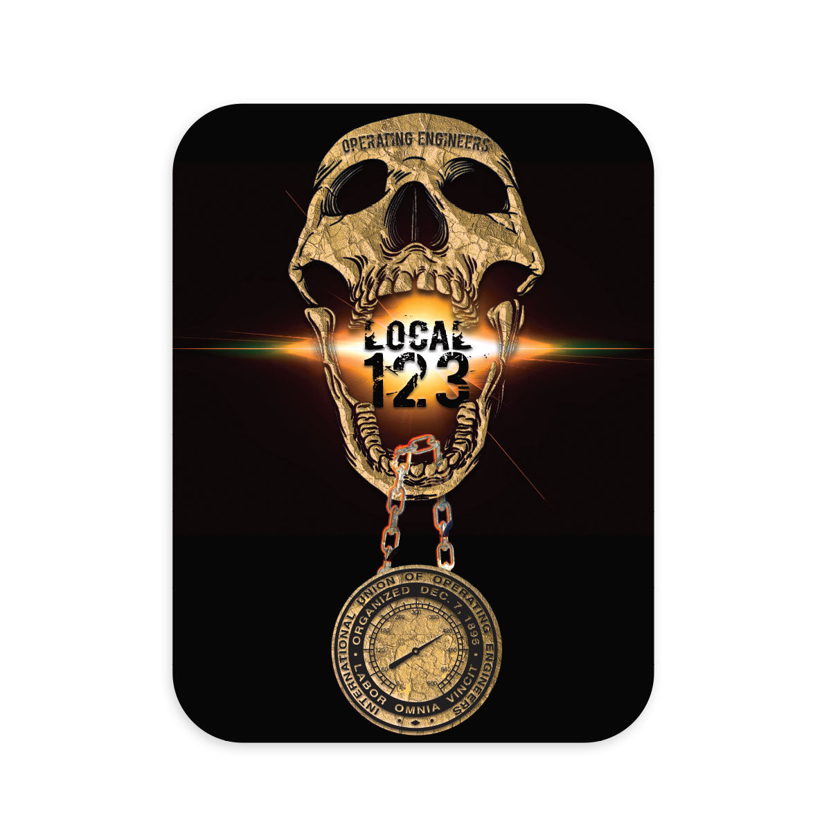 Operating Engineers Skull Medallion Union Decal