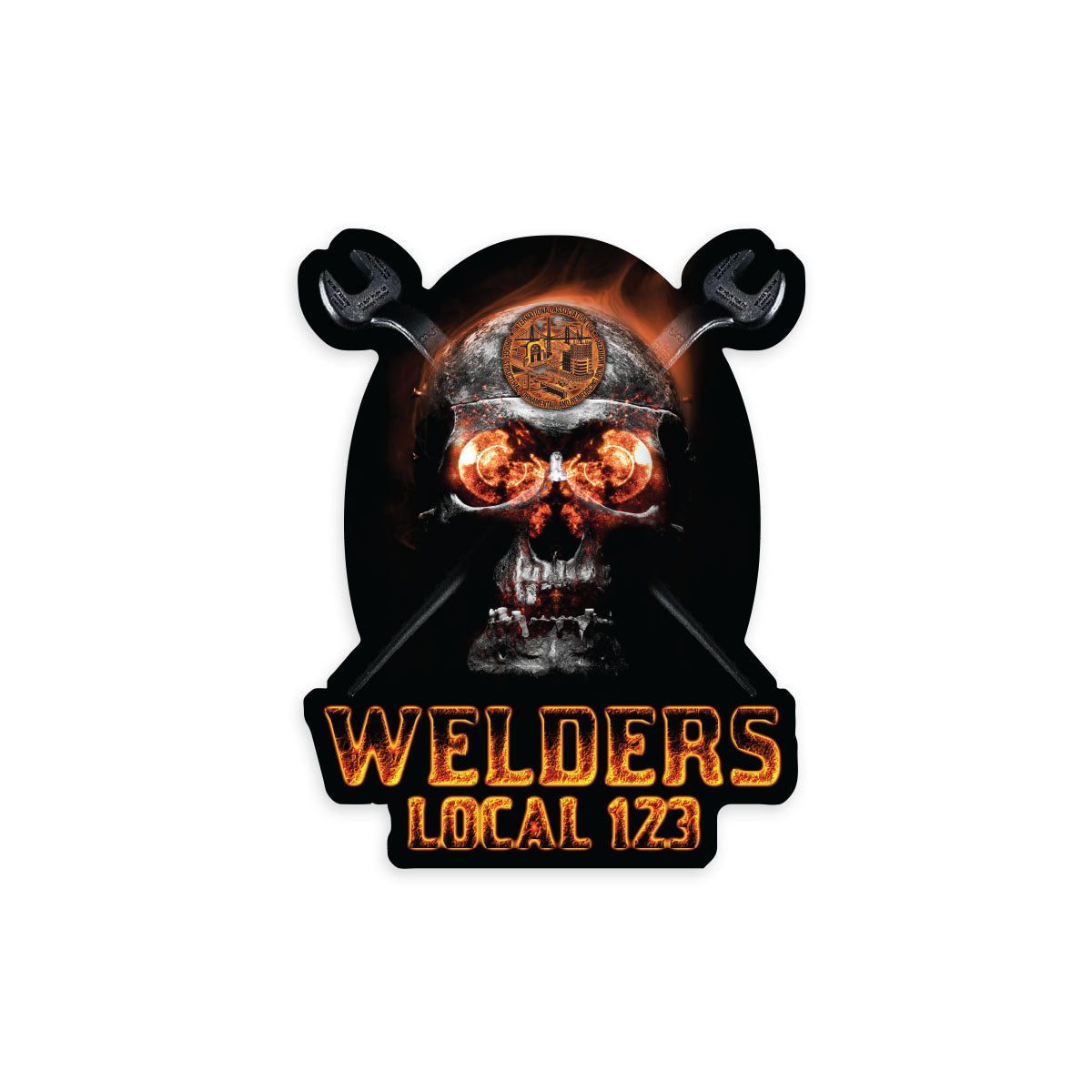 IW Welders Flaming Skull Decal