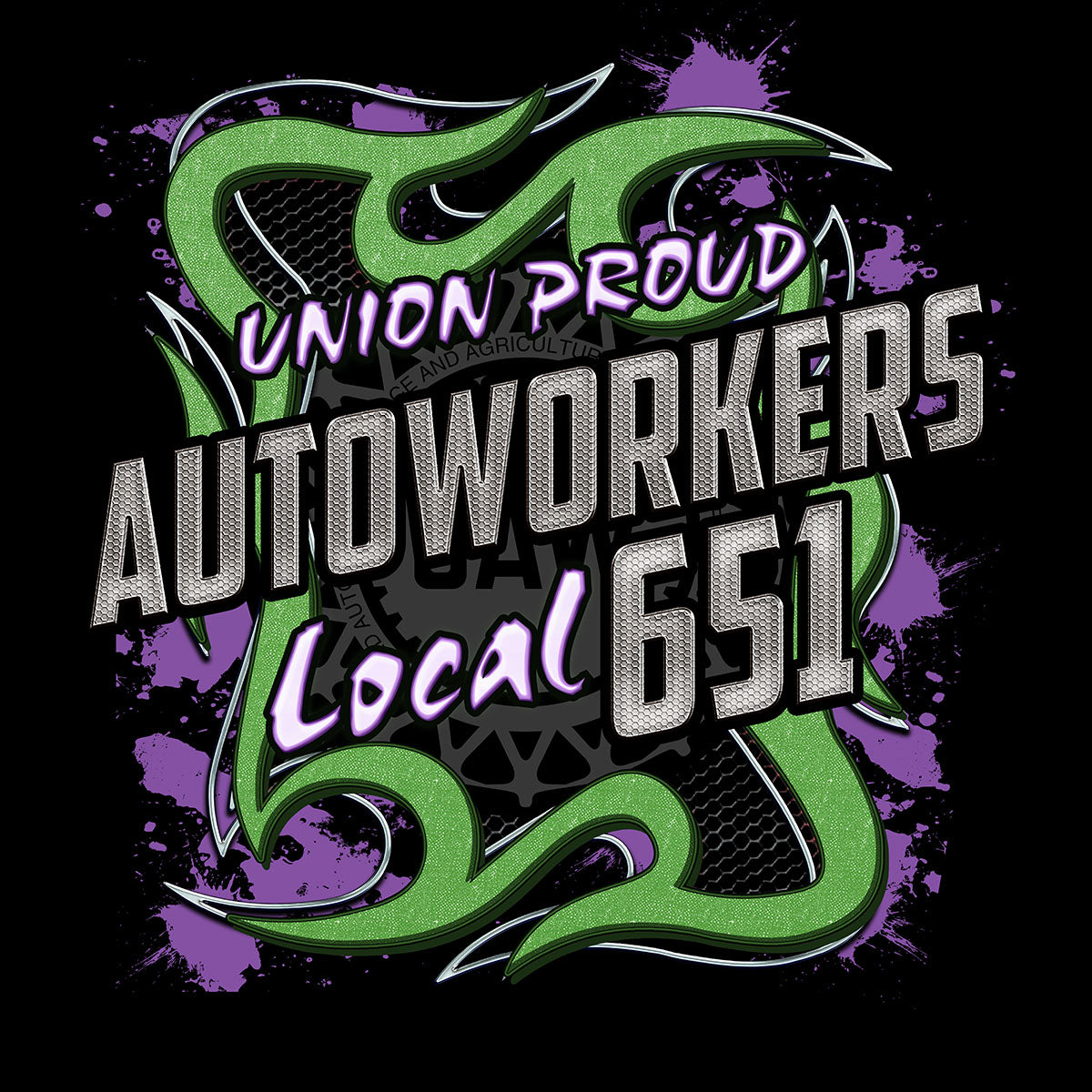 UAW - Green and Purple Metal Design