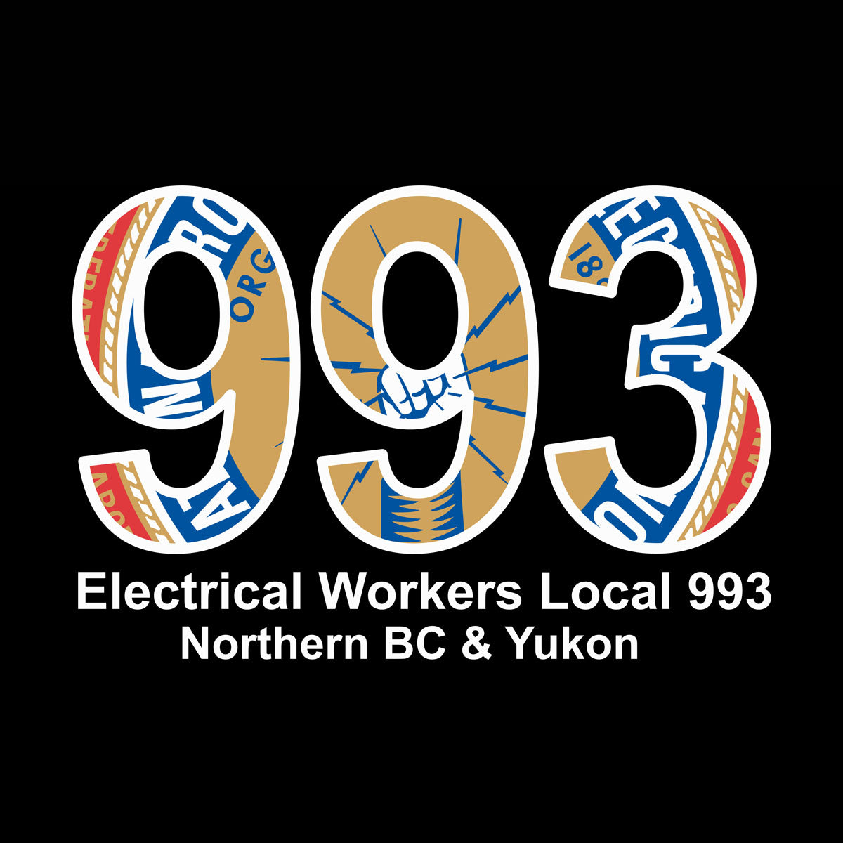 IBEW 993 - Masked Logo Apparel (White)