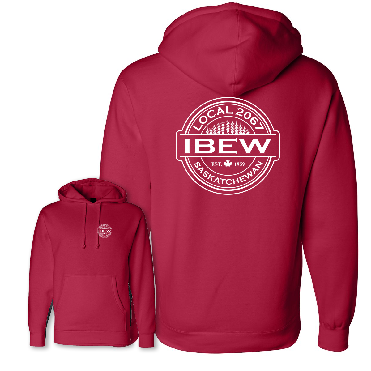 Wheat Logos -  Heavyweight Hoodie - IBEW 2067