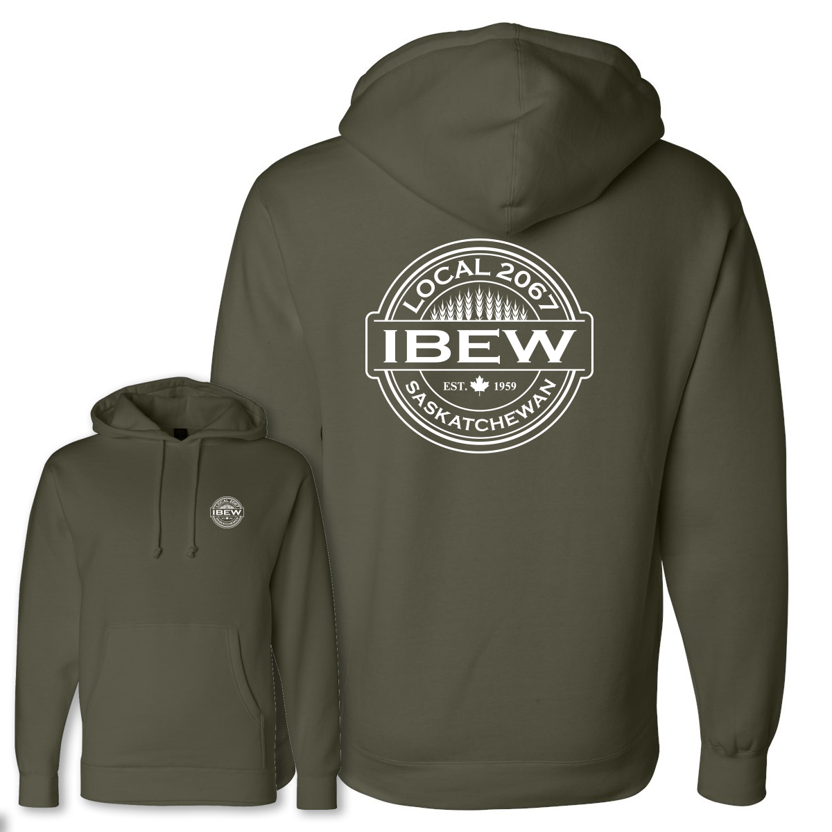 Wheat Logos -  Personalized - Heavyweight Hoodie - IBEW 2067