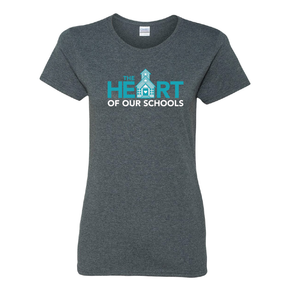 Teal Heart Of Our Schools - Ladies T-shirt