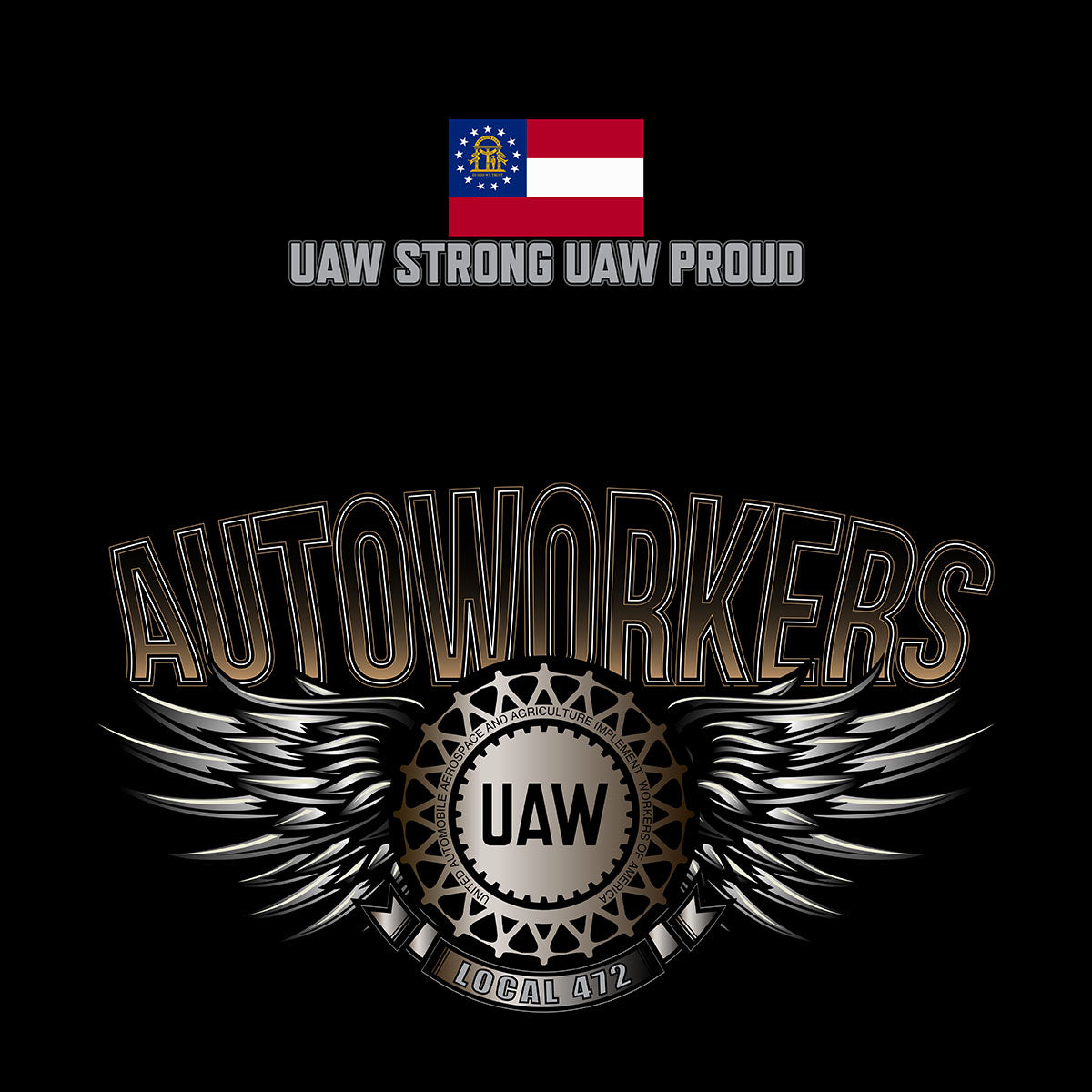 UAW 472 - Steel Wings Apparel - w/ Left Sleeve Print