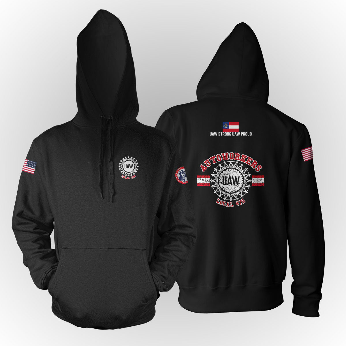 UAW 472 - Red White Apparel - w/ Left Sleeve Print