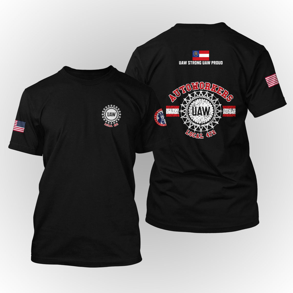 UAW 472 - Red White Apparel - w/ Left Sleeve Print