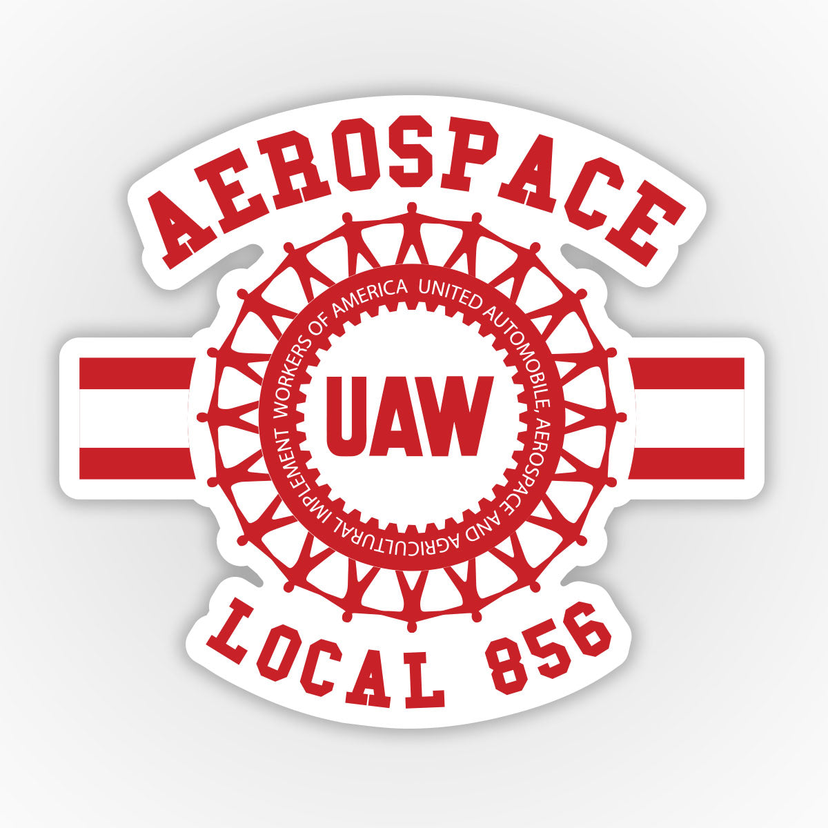 UAW 856 - Red White Design Decal