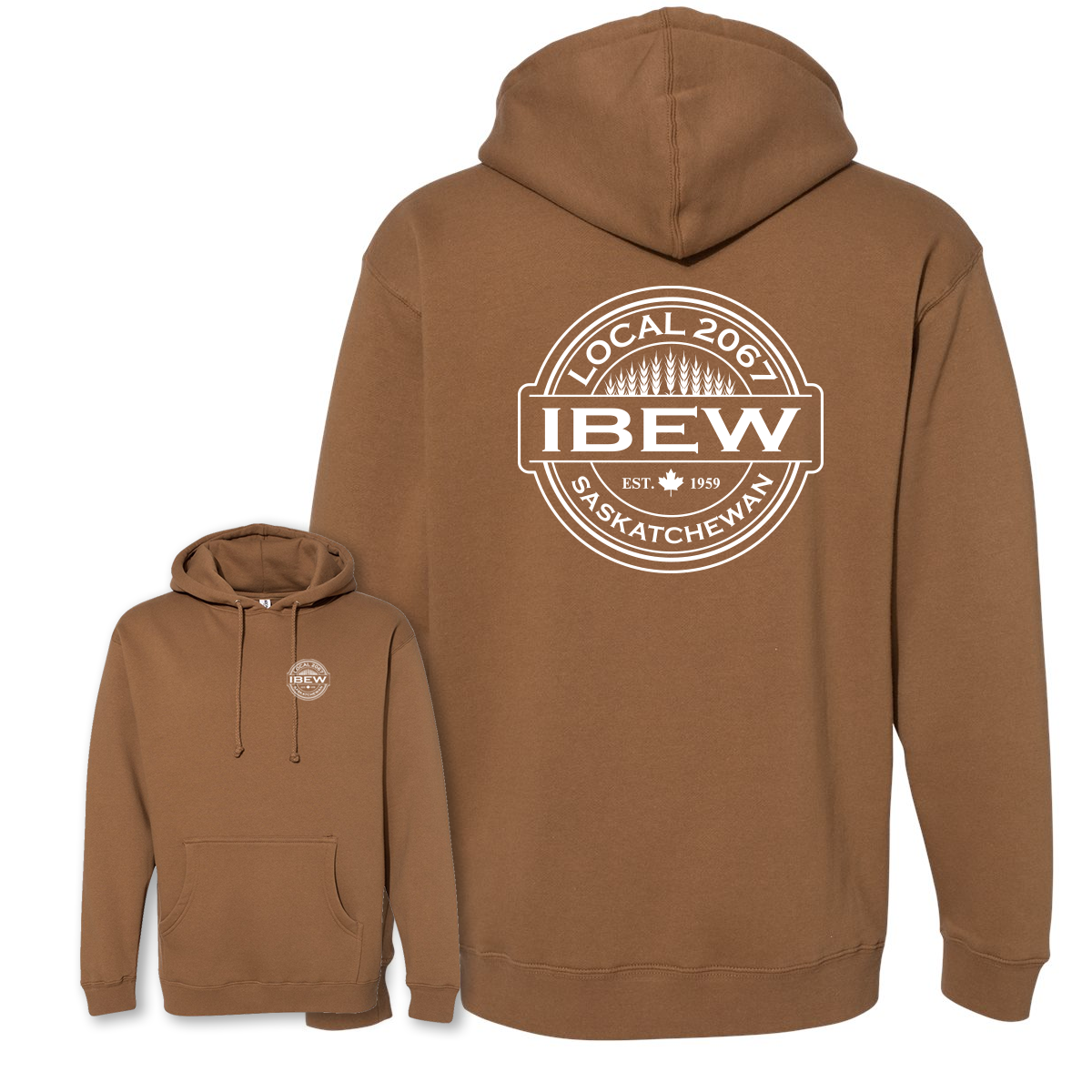 Wheat Logos -  Heavyweight Hoodie - IBEW 2067
