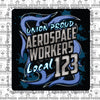 Aerospace Worker Blue Metal Decal