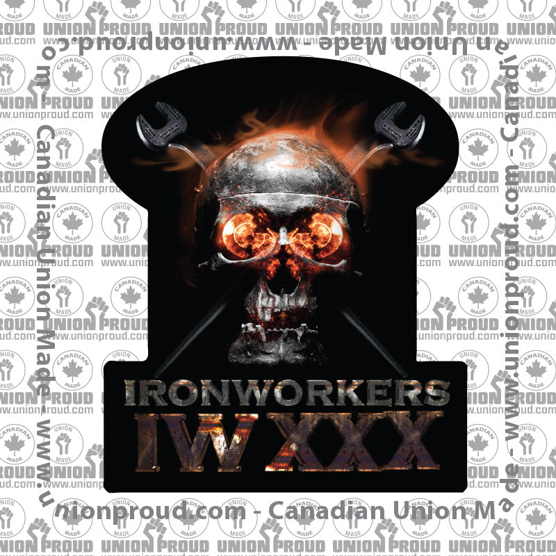 Ironworkers Burning Skull Decal